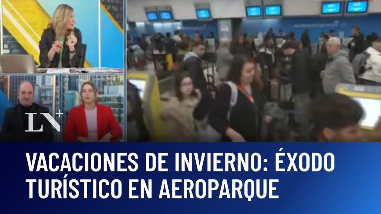 Comienza la salida de vacaciones de invierno en Aeroparque con el hall abarrotado e incertidumbre por asamblea gremial.