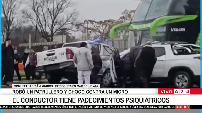 Robo de un patrullero en Mar del Plata termina en choque al circular en sentido contrario con una camioneta y un micro de larga distancia