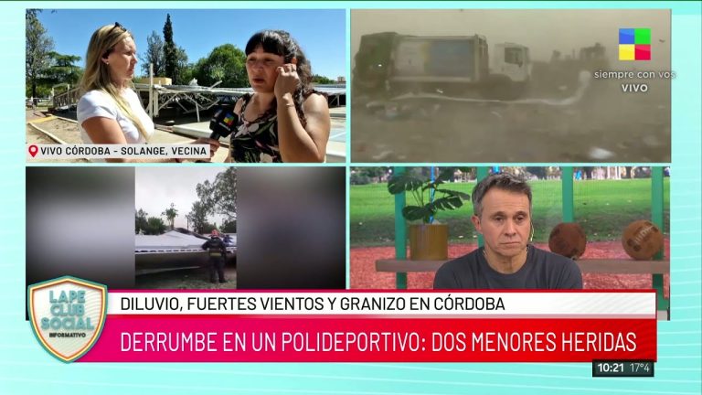 Intenso temporal de viento y lluvia desprende estructura de un polideportivo en Córdoba: el segundo incidente reciente