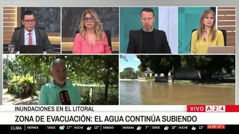 Aumento del nivel del río Paraná inunda playas locales y pone en riesgo las viviendas en Corrientes.